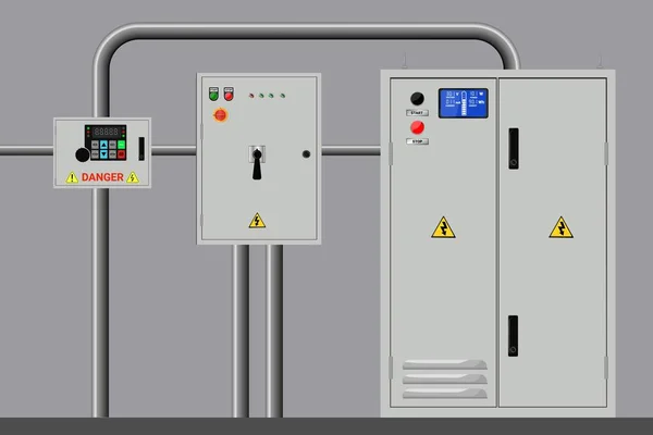 Control Panel Produktionssteuerung Und Steuerung Von Computergeräten Vektorillustration — Stockvektor