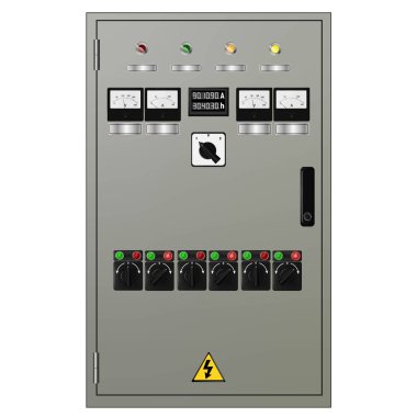 Kontrol Paneli. Üretim kontrol paneli ve bilgisayar cihazlarının kontrolü. Vektör illüstrasyonu