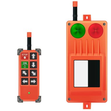 Radyo kontrol paneli. Vinç kontrol paneli. - Evet. Vektör illüstrasyonu