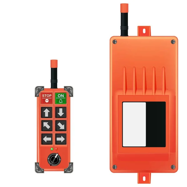 Radyo kontrol paneli. Vinç kontrol paneli. - Evet. Vektör illüstrasyonu