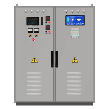 Kontrol Paneli. Üretim kontrol paneli ve bilgisayar cihazlarının kontrolü. Tuş takımı. Vektör illüstrasyonu