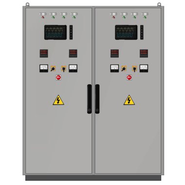 Kontrol Paneli. Üretim kontrol paneli ve bilgisayar cihazlarının kontrolü. Tuş takımı. Vektör illüstrasyonu