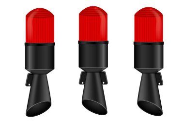 Optical-acoustic LED signal tower systems. Vector image isolated on white background. Vector illustration