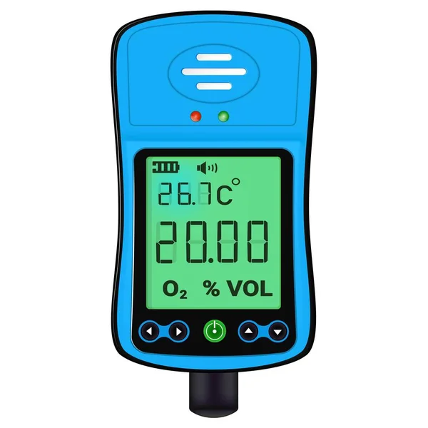 Taşınabilir hava analiz cihazı, oksijen konsantrasyon dedektörü. Vektör illüstrasyonu