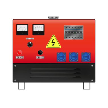 Benzin jeneratörü. Dizel jeneratör. Vektör illüstrasyonu