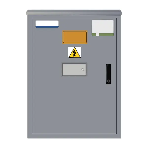 Elektrik kutusu, endüstriyel elektrik kontrol paneli. Elektrik sayacı dolabı. Merkez. - Evet. Vektör illüstrasyonu