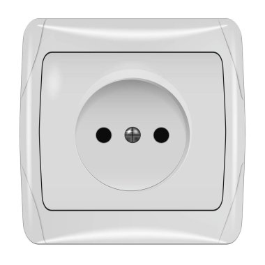 Çocuk kilidi olmayan bir priz. Gerçekçi vektör. Beyaz arkaplanda vektör çizimi. Vektör illüstrasyonu