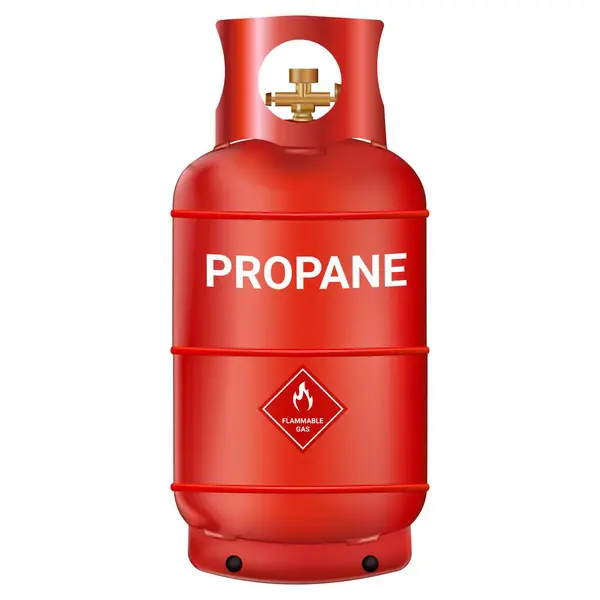 Rote Gasflasche Mit Propan Isoliert Auf Weißem Hintergrund Lagerfeuer Vektorillustration Stockvektor