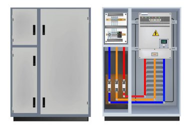 Kontrol Paneli. Üretim kontrol paneli ve bilgisayar cihazlarının kontrolü. Tuş takımı. Vektör grafikleri. Vektör illüstrasyonu