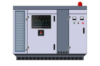 Kontrol Paneli. Üretim kontrol paneli ve bilgisayar cihazlarının kontrolü. Tuş takımı. Vektör illüstrasyonu