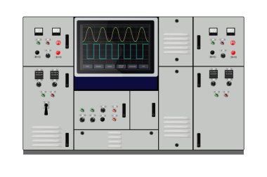Kontrol Paneli. Üretim kontrol paneli ve bilgisayar cihazlarının kontrolü. Tuş takımı. Vektör illüstrasyonu