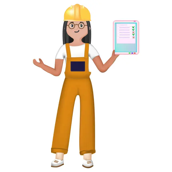 Kadın bir mühendis bir dosya tutuyor. Hizmet sözleşmesi, bağlantı ya da bir uzman tutma kavramı. - Evet. Vektör illüstrasyonu