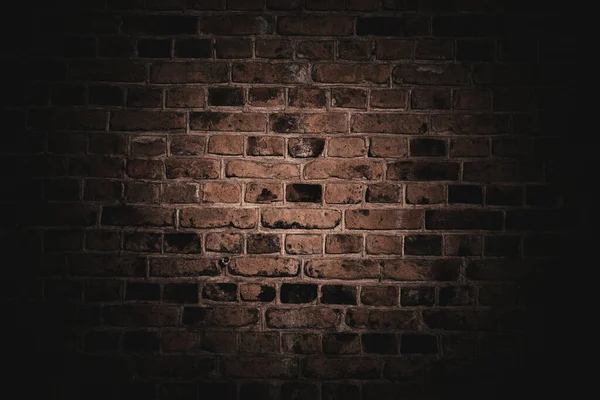 Abstract Gloomy Dark Brick Wall Background Illuminated Center Image — Stock Photo, Image