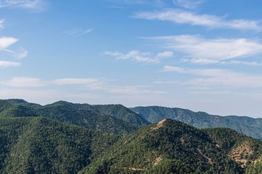 Güzel, el değmemiş dağ manzarasının manzarası. Manzaralı bir dağ ormanı manzarası.