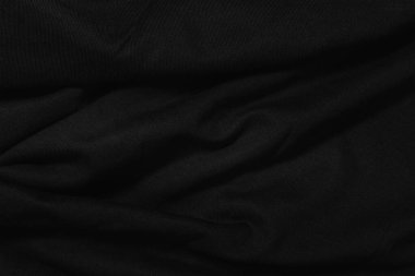 Dalgalı, siyah kumaş dokusunun siyah zarif arkaplanı. Pankartlar için arkaplan.