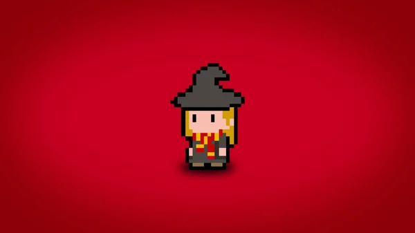 Pixel red house wizard wallpaper - high resolution 8 bit background