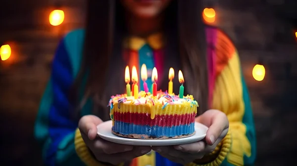Elinde ev yapımı ahududu keki tutan kadın.
