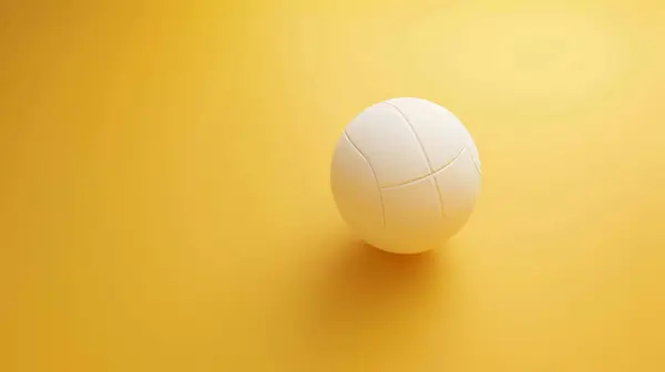 Spor tasarımı, baskı ve poster için sarı zemin üzerinde minimalist voleybol.