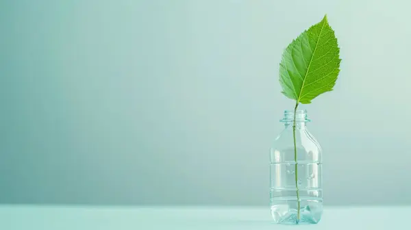 Sürdürülebilir konsept: geri dönüşümlü plastik şişedeki yaprak çevre dostu tasarım için.