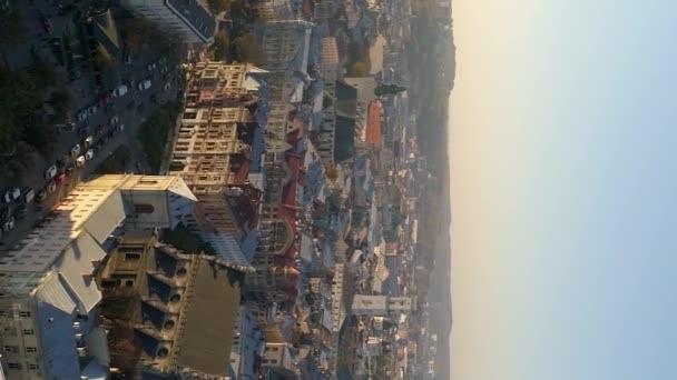 Vídeo Vertical Voo Sobre Cidade Ucraniana Lviv Parte Velha Cidade — Vídeo de Stock
