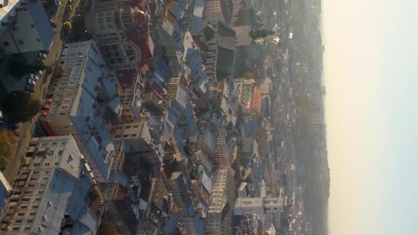 Vídeo Vertical Noite Lviv Início Outubro Parte Antiga Cidade Vista — Vídeo de Stock