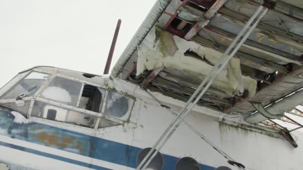 Cabin Fuselage Old Abandoned Soviet Made Aircraft Cladding Body Frame — Stockvideo