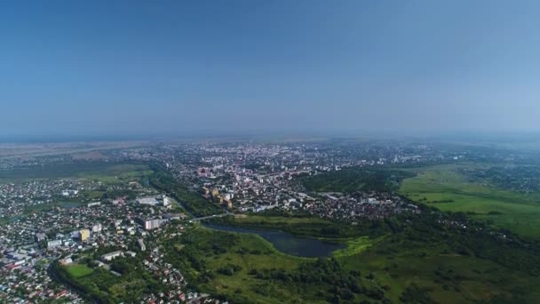 Luchtfoto Van Oekraïense Stad Lutsk Het Westelijke Deel Van Oekraïne — Stockvideo