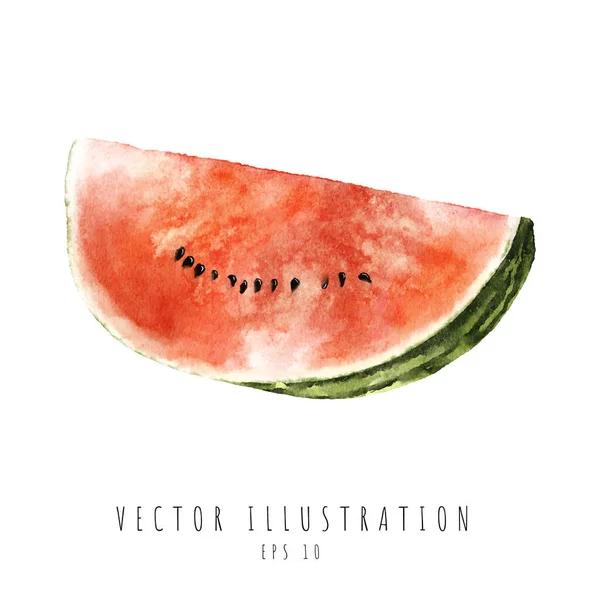 Skivad Vattenmelon Akvarell Målning Isolerad Vit Bakgrund — Stock vektor