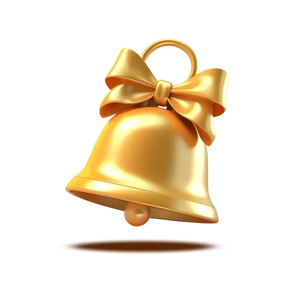 Ikona Zlatý Zvonek Luk Izolované Bílém Pozadí Výstřižkem Cesta — Stock fotografie