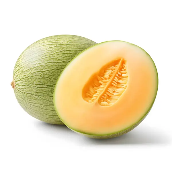 Half Melon Isolated White Background Clipping Path — Stock Photo, Image