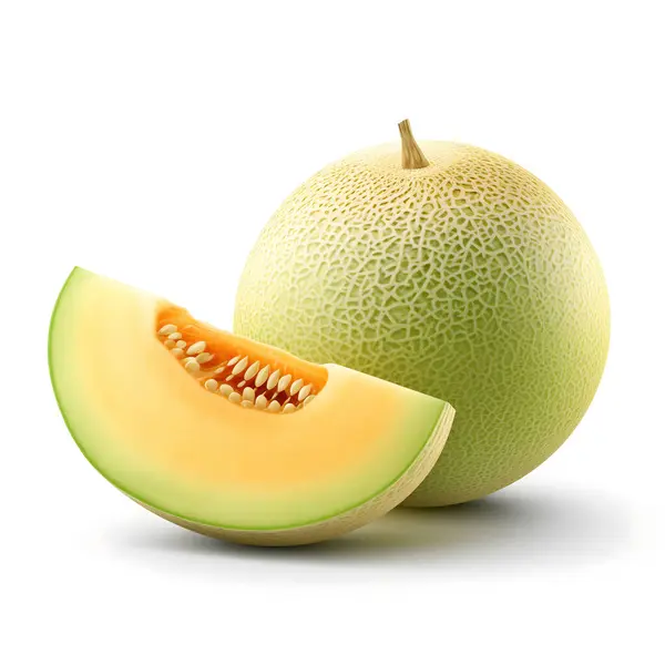 Slice Melon Isolated White Background Clipping Path — Stock Photo, Image