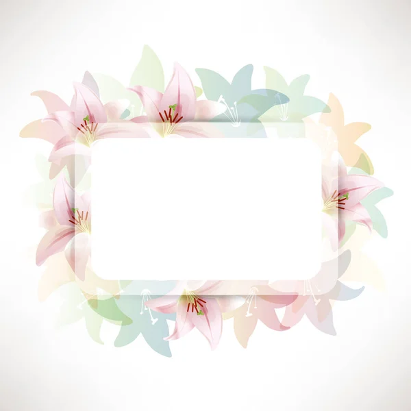 Flower Frame Pink Lilies — Stock Vector