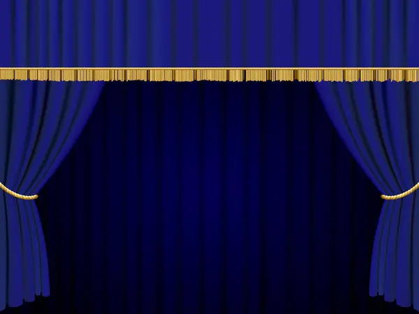 青いカーテンとステージの背景 ストックイラスト