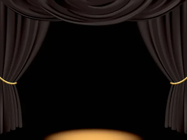 黒いカーテンとステージの背景 ストックベクター