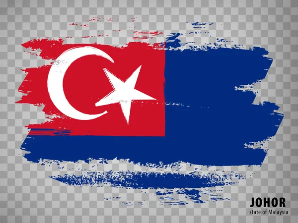 Johors Flagga Från Penseldrag Flag State Johor Malaysia Med Titel — Stock vektor
