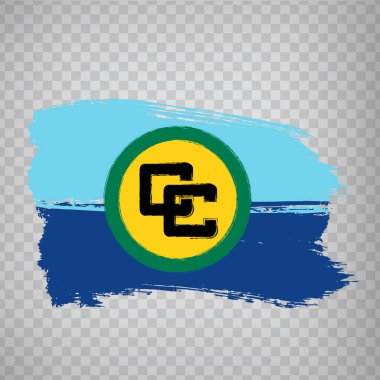 Bayrak Karayip Topluluğu, fırça darbesi geçmişi. Şeffaf arka planda Karayip Topluluğu bayrağı web sitenizin tasarımı, uygulaması, UI. EPS10.
