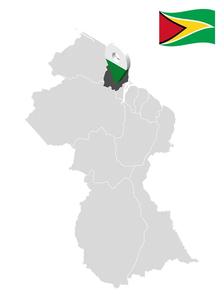 Localização Pomeroon Supenaam Região Mapa Guiana Sinal Localização Semelhante Bandeira — Vetor de Stock