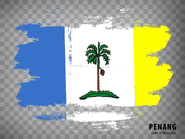 Vlag Van Penang Van Penseelstreken Vlaggenstaat Penang Van Maleisië Met — Stockvector