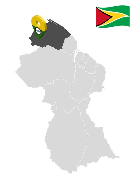 Localização Barima Waini Região Mapa Guiana Sinal Localização Semelhante Bandeira — Vetor de Stock