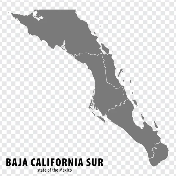 Estado Baja Califórnia Sur México Mapa Fundo Transparente Mapa Branco —  Vetores de Stock