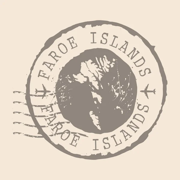 Timbre Postal Des Îles Féroé Carte Silhouette Caoutchouc Seal Design — Image vectorielle