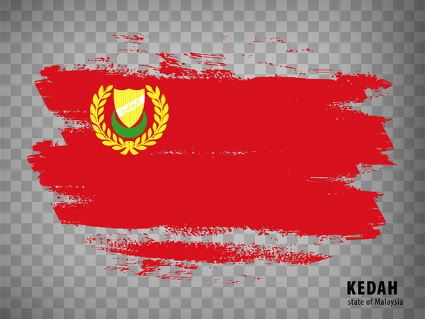 Bandera Kedah Pinceladas Bandera Estado Kedah Malasia Con Título Sobre — Archivo Imágenes Vectoriales