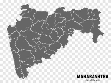 Hindistan Maharashtra 'nın boş haritası. Sitenizin tasarımı, logosu, uygulaması ve UI için şeffaf arkaplanı olan yüksek kaliteli Maharashtra haritası. Hindistan Cumhuriyeti. EPS10.