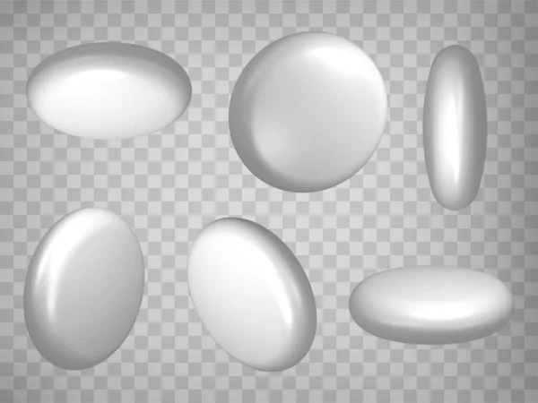 見通しのセット透明な背景に3Dピルモデルのアイコン 丸型の錠剤だ ウェブサイトのデザイン アプリ Uiのグラフィック要素の抽象概念 Eps — ストックベクタ