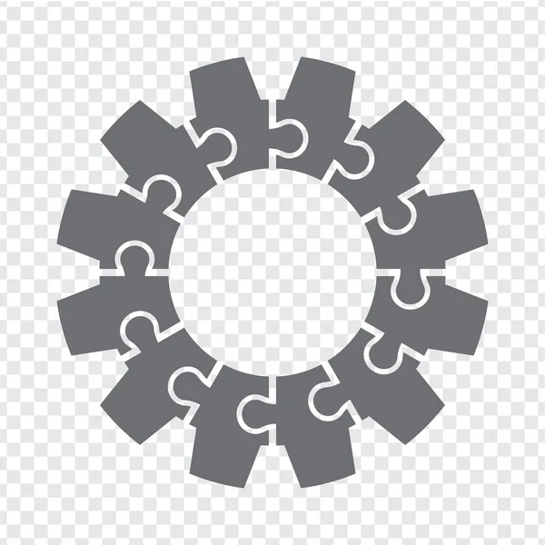 Puzzle Engrenages Simple Gris Puzzle Icône Simple Des Douze Éléments — Image vectorielle
