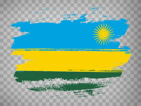 Bandera Ruanda Pincelada Fondo Bandera Ruanda Backrgound Transparente Para Diseño — Vector de stock