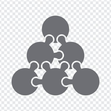 Gri renkli basit bir yapboz. Şeffaf arkaplandaki altı dairenin basit simge bulmacası web sitesi tasarımı, logo, uygulama, UI. Vektör. EPS10.