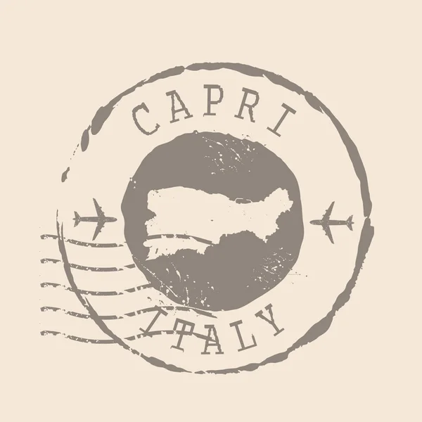 Carimbo Postal Capri Mapa Silhueta Borracha Selo Design Retro Travel — Vetor de Stock