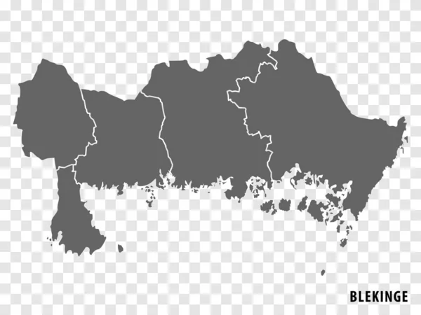 Mappa Bianca Blekinge County Sweden Mappa Alta Qualità Blekinge County — Vettoriale Stock
