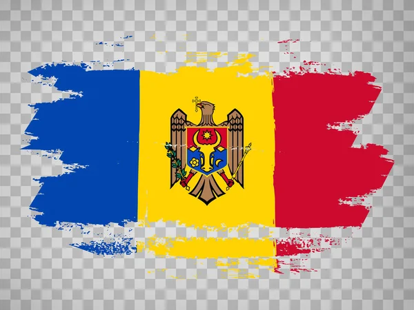 Drapeau Moldavie Fond Coup Pinceau Drapeau Moldavie Sur Fond Transparent — Image vectorielle